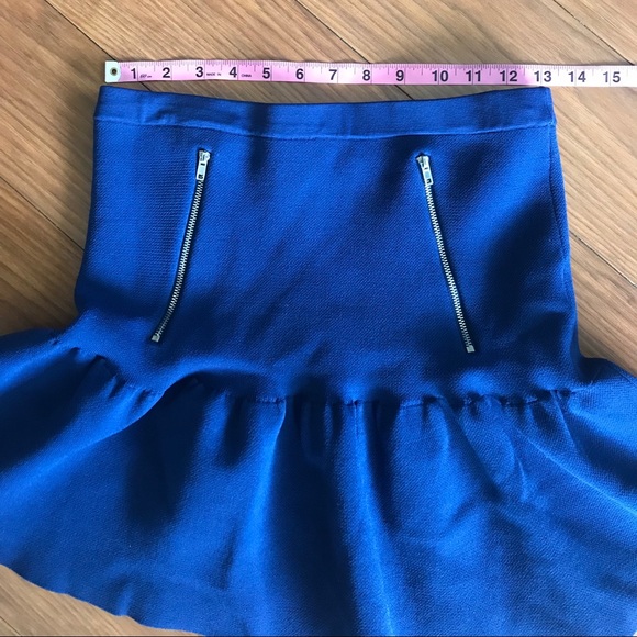 Sandro Paris Blue Ruffled Knit Mini Skirt Size 8 - Picture 5 of 6